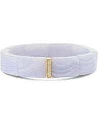 Sydney Evan - 14Kt Geelgouden Kleine Single Row Armband Met Aquamarijn En Diamant - Lyst