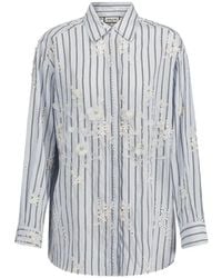 Paul & Joe - Floral-Embroidered Striped Shirt - Lyst