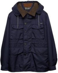 Prada - Long-Sleeved Hooded Coat - Lyst
