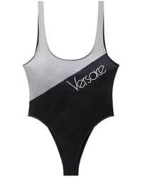 Versace - Embroidered-Logo One-Piece Swimsuit - Lyst