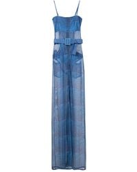 Amir Slama - Sheer-Finish Belted-Waist Maxi Dress - Lyst