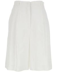 Max Mara - Pleat-Detail Linen Shorts - Lyst