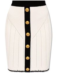 Balmain - Mini Skirt With Decorative Buttoning - Lyst