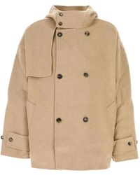 JW Anderson - Wollen Jas Met Dubbele Rij Knopen En Capuchon - Lyst