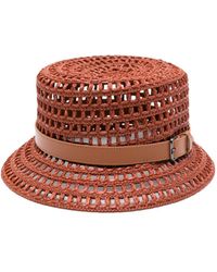 Max Mara - Leather-detail Crochet Hat - Lyst