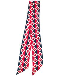 Gucci Silk Gg Wallpaper Scarf in Red - Lyst