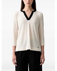 Joseph Ribkoff - Contrast-Trim Three-Quarter-Sleeve Top - Lyst