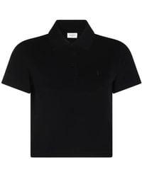 Saint Laurent - Embroidered-Logo Polo Shirt - Lyst