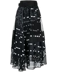 Sacai - Graphic-print Belted Midi Skirt - Lyst