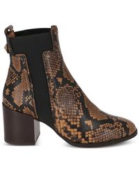 Tod's - Snake-Effect Leather Ankle Boots - Lyst