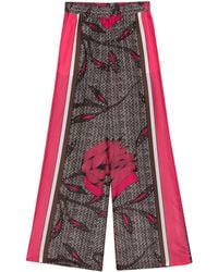 P.A.R.O.S.H. - Floral-Print Silk Trousers - Lyst