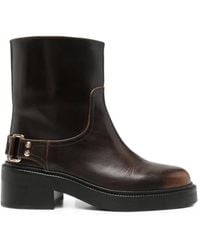 Maje - Buckled Leather Ankle Boots - Lyst