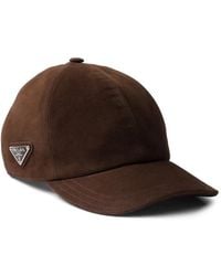 Prada - Triangle-Logo Suede Baseball Cap - Lyst