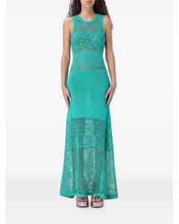 Moschino - Maxi Crochet-Knit Logo-Intarsia Dress - Lyst