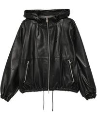 Tela - Hooded Leather Jacket - Lyst