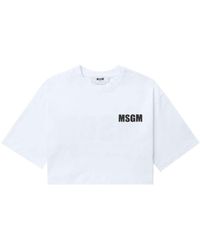 MSGM - T-shirt crop con stampa - Lyst