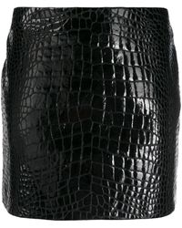 Versace Minijupe à effet peau de crocodile - Noir