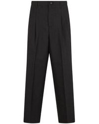 Ami Paris - Gestreepte Wollen Carrot-Fit Broek Met High-Waist - Lyst