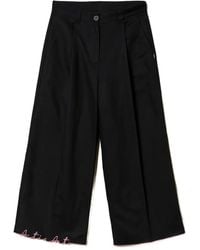Twinset - Broek Met Wijde Pijpen En Borduurwerk - Lyst