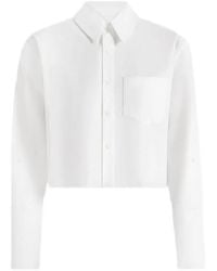 Manière De Voir - Maura Oversized Cropped Roll Sleeve Cotton Shirt - Lyst