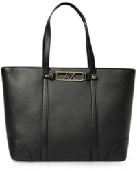 Emporio Armani - Logo-Plaque Pebbled-Effect Tote Bag - Lyst