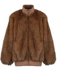 Canadian - Argyle Faux-Fur Ribbed-Trim Jacket - Lyst