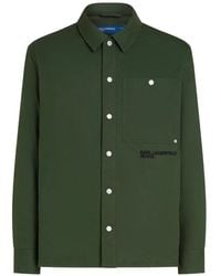 KARL LAGERFELD - Logo-Embroidered Cotton Overshirt - Lyst