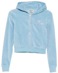 Sporty & Rich - X Juicy Couture Rhinestone-Embellished Zip-Up Hoodie - Lyst
