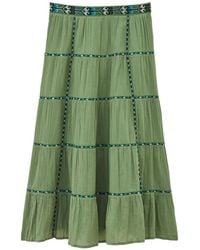 Ba&sh - Paloma Tiered Embroidered-Waistband Maxi Skirt - Lyst