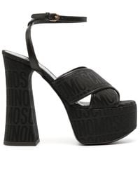 Moschino - 150mm Logo-jacquard Leather Sandals - Lyst