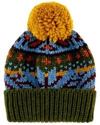 Gallo - Fair Isle Beanie Mit Bommel - Lyst