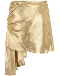 Alberta Ferretti - Metallic-Finish Draped Mini Skirt - Lyst