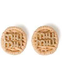 Miu Miu - Logo-plaque Woven Clip-on Earrings - Lyst