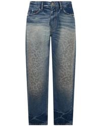 Roberto Cavalli - Leopard-Print Whiskered Jeans - Lyst