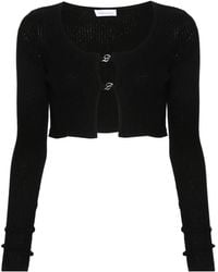 Blumarine - Ribbed Knit Cardigan With Scoop Neckline - Lyst