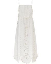 FARM Rio - Richelieu Maxi-Jurk Met Geborduurde Bloemen - Lyst