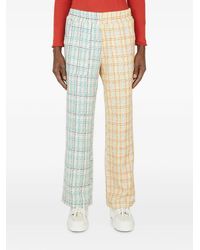(DI)VISION - Check-Pattern Contrasting-Panel Trousers - Lyst