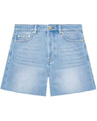 Ganni - Ausgefranste Jeans-Shorts - Lyst