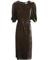 P.A.R.O.S.H. - Robe Ceinturée À Manches Bouffantes - Lyst