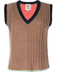 YANYAN KNITS - Striped V-Neck Knitted Top - Lyst