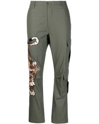 P.A.R.O.S.H. - Tiger-motif Embroidered Cargo Trousers - Lyst