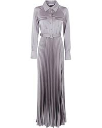 Self-Portrait - Satin Pleated Maxi Dress - Lyst