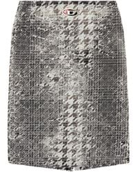 DIESEL - Falda midi con motivo pied de poule - Lyst
