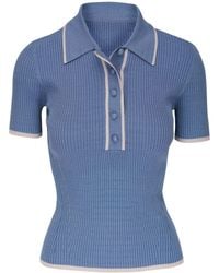 Zimmermann - Contrasting-border Ribbed-knit Polo Top - Lyst
