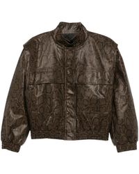 Twinset - Faux Python Print Leather Bomber Jacket - Lyst