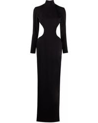 Monot - Slit Detail Silk Crepe Long Dress - Lyst