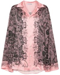 Acne Studios - Floral-print Satin Shirt - Lyst