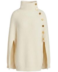 Alberta Ferretti - Ribgebreide Cape Met Knoopsluiting - Lyst