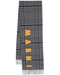 Marni - Karierter Schal mit Logo-Stickerei - Lyst