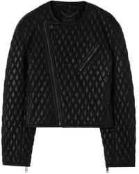 Burberry - Veste Laverley En Cuir À Coupe Crop - Lyst